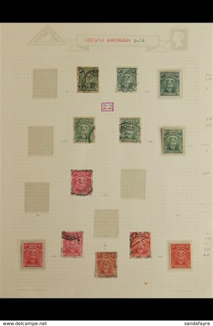 1913-24 ADMIRAL ISSUES - OLD TIME COLLECTION ON PAGS Incl. A Range Of Single Colours, Note Perf. 15 ½d (2), 1d (3), 1½d  - Sonstige & Ohne Zuordnung