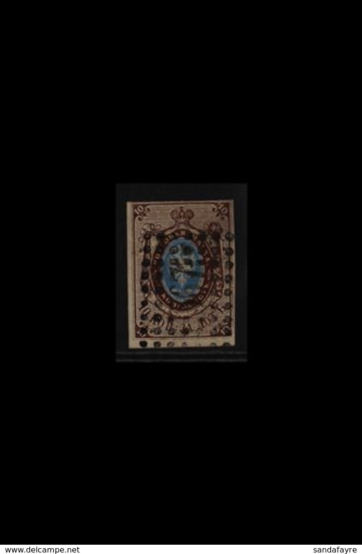 1857 10k Blue & Brown Imperf (SG 1, Michel 1), Fine Used With Nice "367" Dotted Numeral Postmark, Almost Four Margins Ju - Sonstige & Ohne Zuordnung