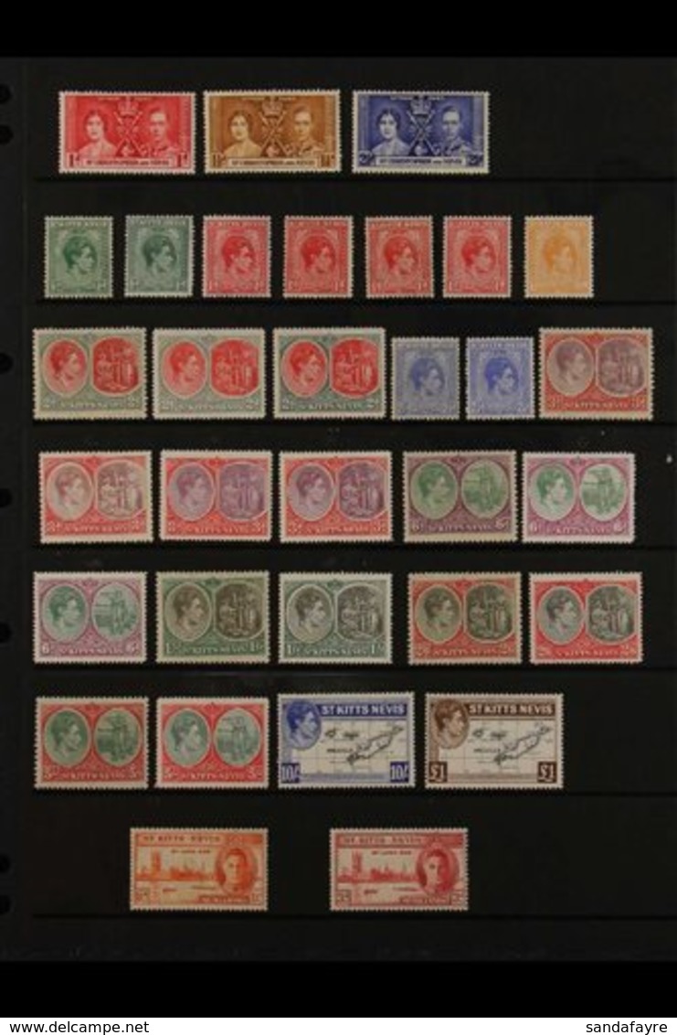 1937-1952 VERY FINE MINT COLLECTION On Stock Pages, All Different, Includes 1938-50 Set With Many Shades, Perf & Paper T - St.Kitts Und Nevis ( 1983-...)