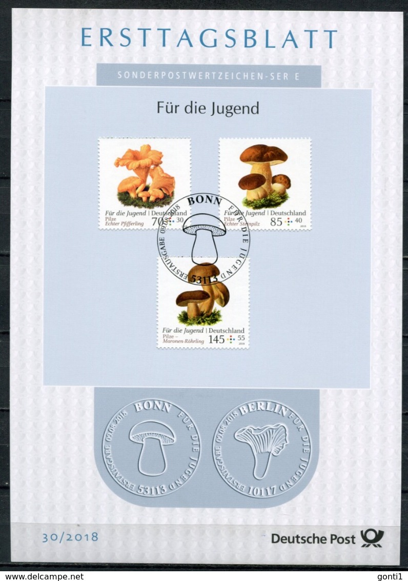 Germany,Bund 2018  ETB 30/2018 Mi.Nr.3407/09 "Für Die Jugend-Pilze-Maronen,Steinpilz,Pfifferling "1 Big ETB - Pilze