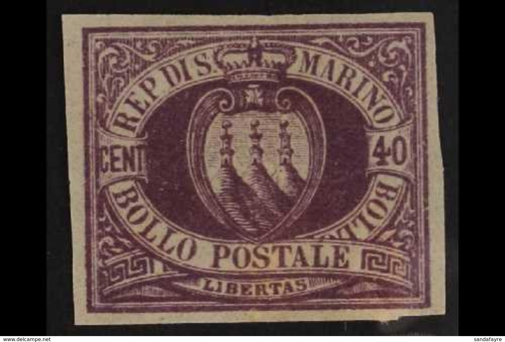 1877 40c Deep Lilac, "Arms", Proof, Sass P7, Very Fine And Fresh. For More Images, Please Visit Http://www.sandafayre.co - Sonstige & Ohne Zuordnung