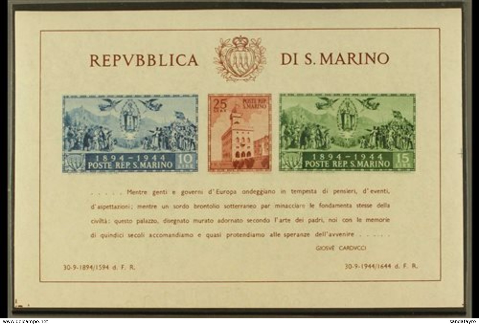1945 Government Palace Miniature Sheet, SG MS 308a, Sass 7, Never Hinged Mint For More Images, Please Visit Http://www.s - Sonstige & Ohne Zuordnung