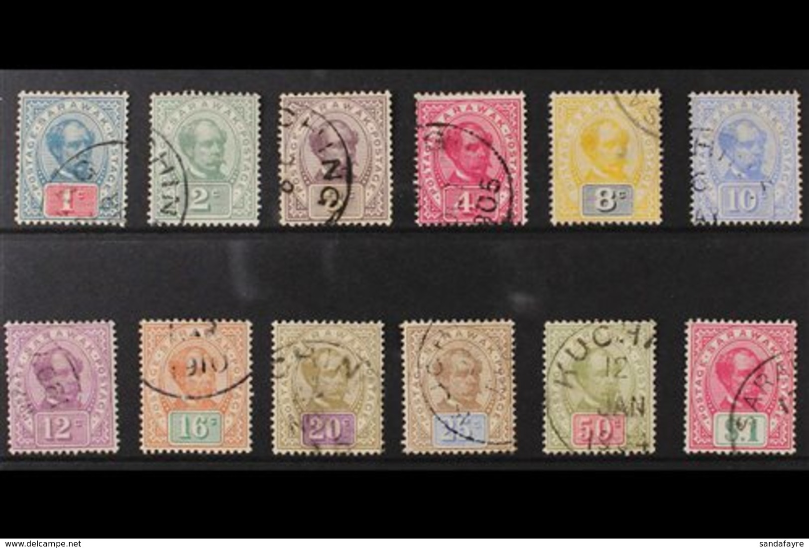 1899-1908 Brooke No Wmk Definitive Set, SG 36/47, Fine Used (12 Stamps) For More Images, Please Visit Http://www.sandafa - Sarawak (...-1963)