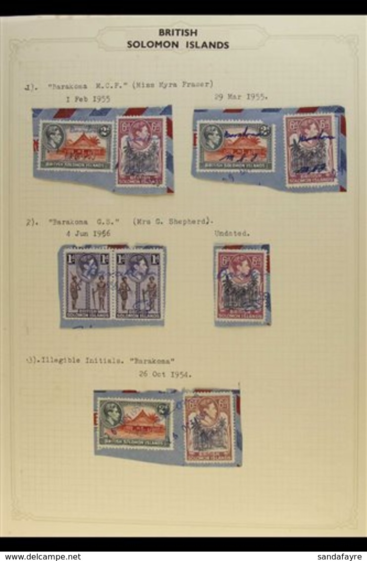1954-56 CANCELLATIONS COLLECTION An Interesting Selection Of KGVI Issues On Ten "Pieces"bearing Manuscript Cancels Or Si - Salomonen (...-1978)