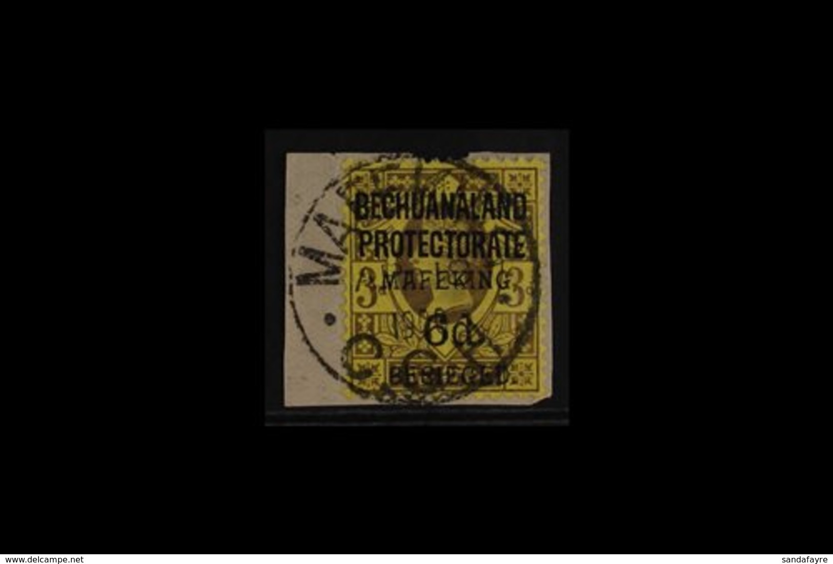 MAFEKING 1900 6d On 3d Purple On Yellow, Bechuanaland Protectorate, SG 9, Fine Used On Piece With Complete Mafeking Cds. - Ohne Zuordnung