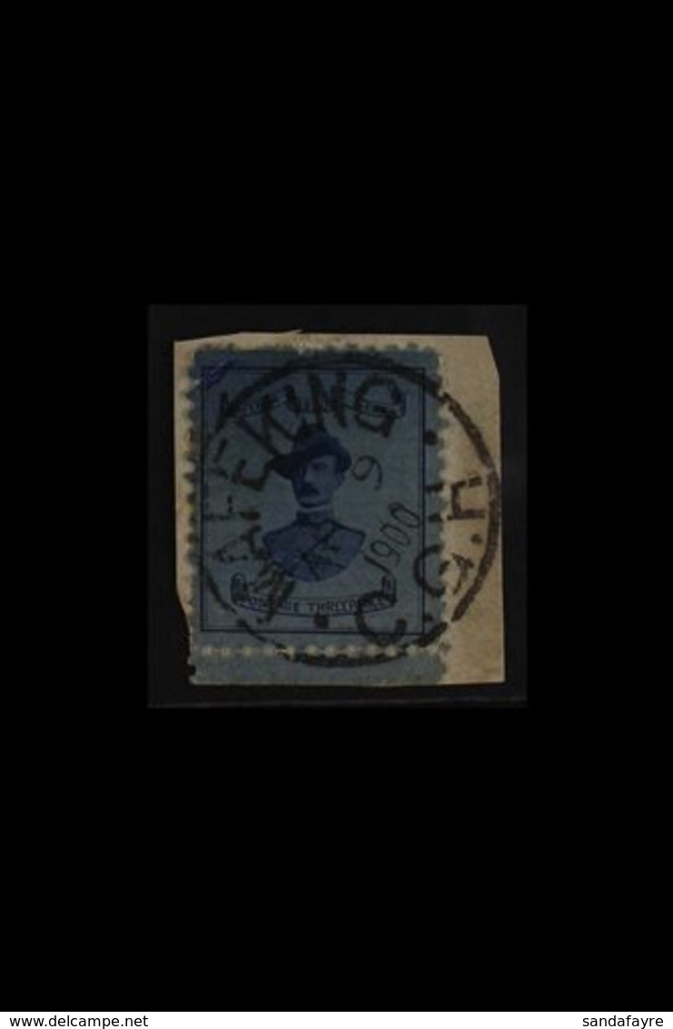 MAFEKING 1900 3d Pale Blue On Blue, Small Format Baden-Powell, SG 20, Marginal Fine Used On Piece With Full Mafeking Cds - Ohne Zuordnung