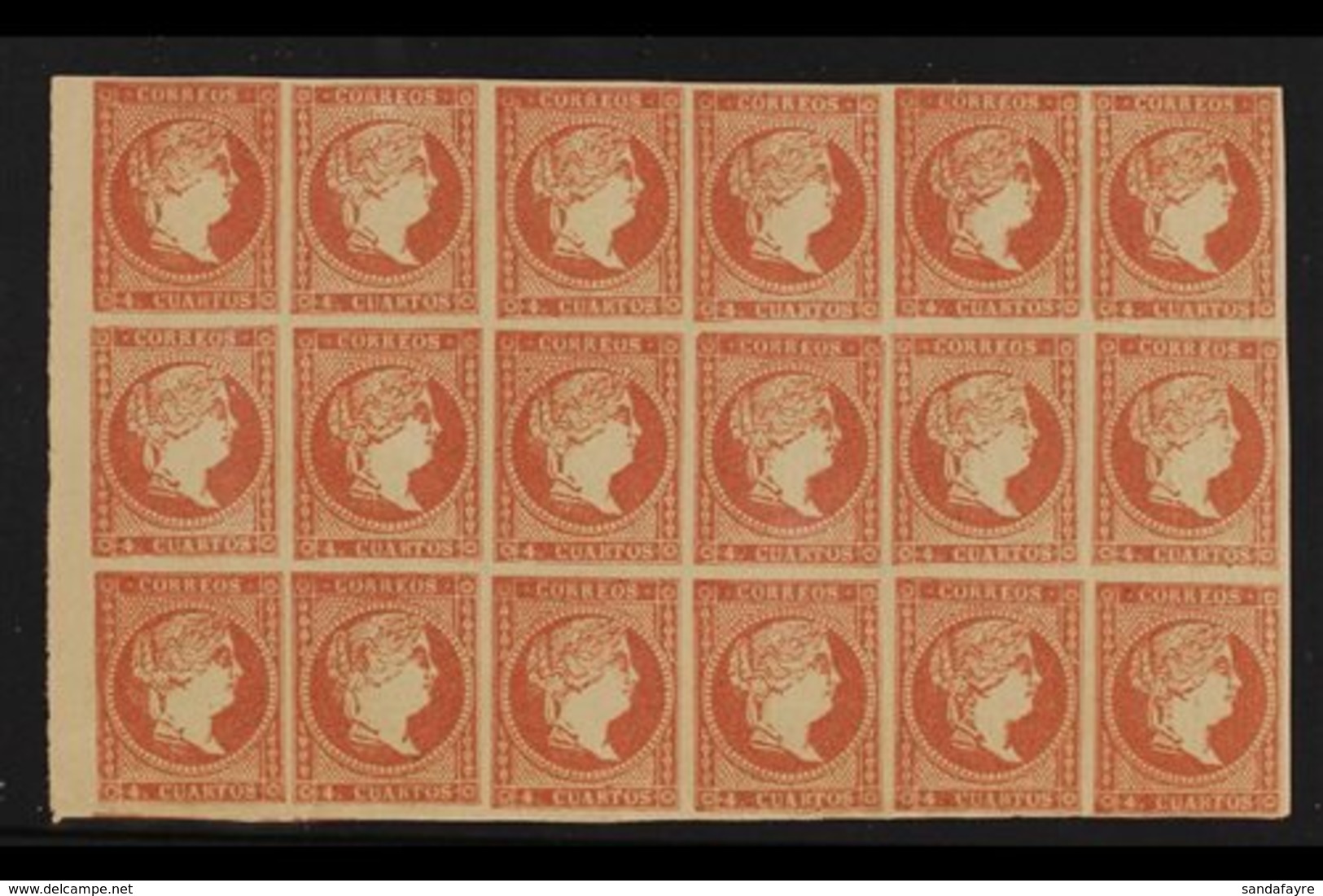1856 LARGE MULTIPLE 4c Rose-red Thin Paper, SG 55, Michel 40, Fine Never Hinged Mint BLOCK Of 18, All Stamps With Four M - Other & Unclassified