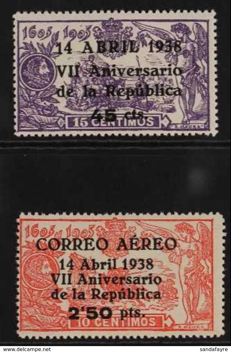 1938 Seventh Anniv Of Republic Overprints Complete Set (Michel 706/07, SG 837/38, Edifil 755/56), Fine Mint, Fresh. (2 S - Sonstige & Ohne Zuordnung