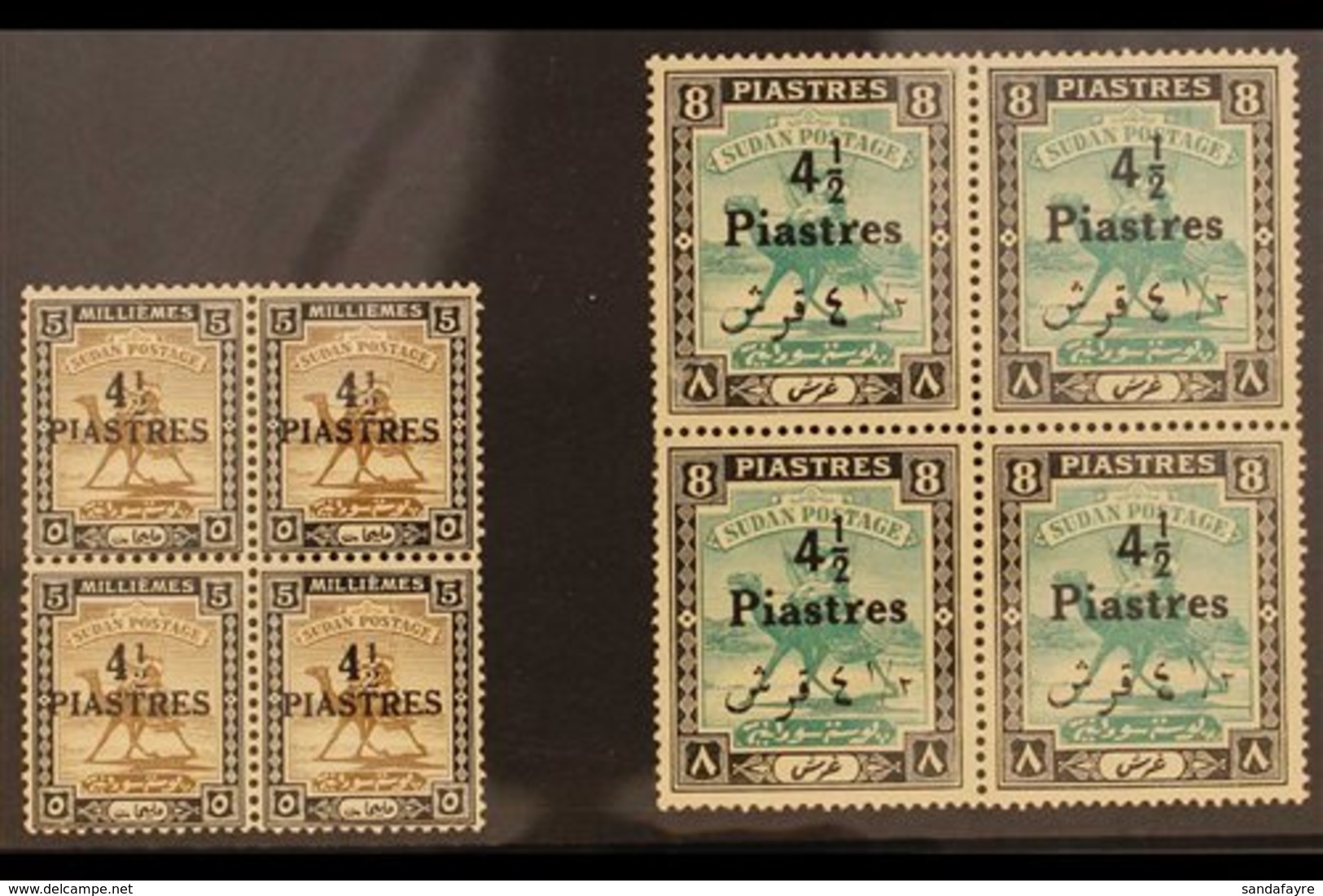 1940-41 Surcharges, SG 79/80, Mint BLOCKS OF FOUR, The 4½p On 8p Block With Light Even Gum Toning. (2 Blocks = 8 Stamps) - Sudan (...-1951)