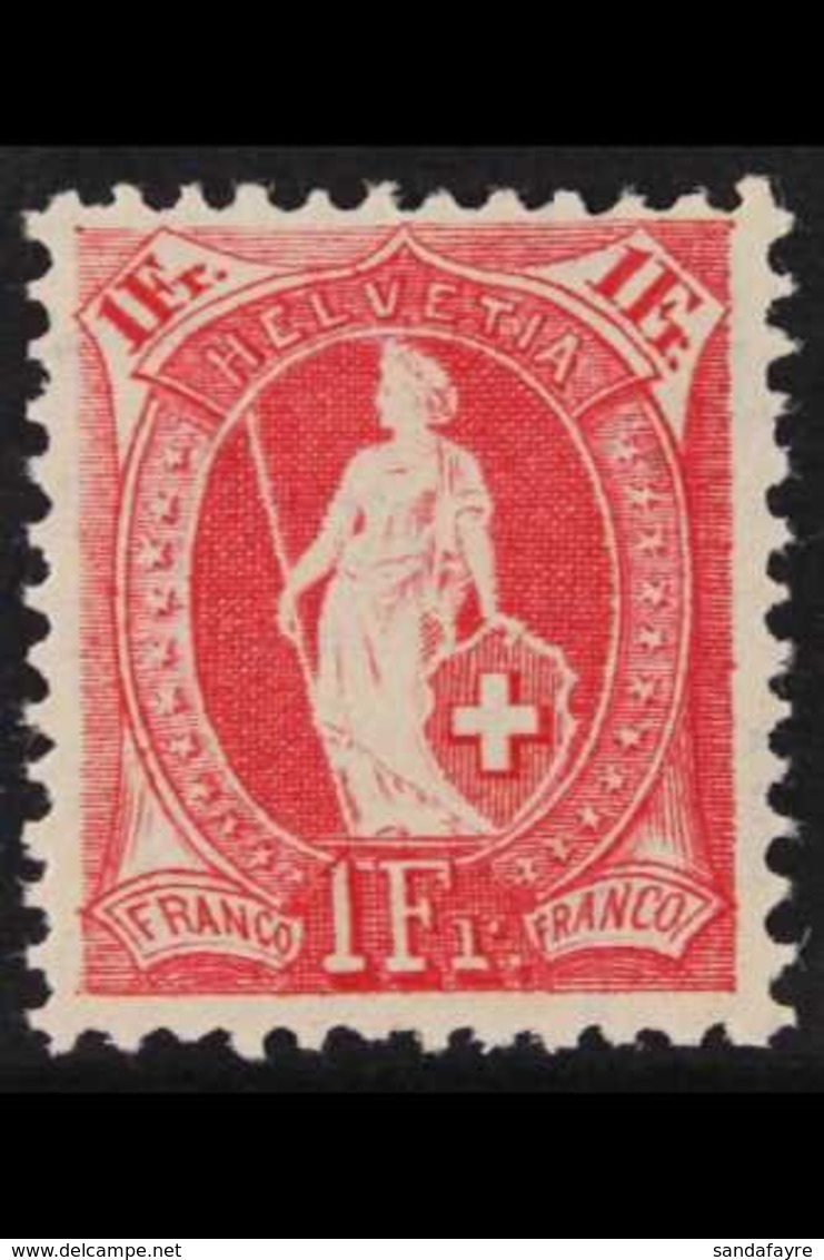 1907 1f Carmine "Standing Helvetia" Perf 11½ X 12, Mi 79D, SG 212, Never Hinged Mint For More Images, Please Visit Http: - Sonstige & Ohne Zuordnung