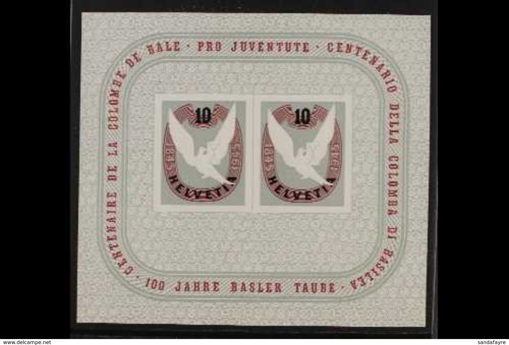 1945 Centenary Of Basel Stamp Mini-sheet (Michel Block 12, SG MS446b), Never Hinged Mint, Very Fresh. For More Images, P - Sonstige & Ohne Zuordnung