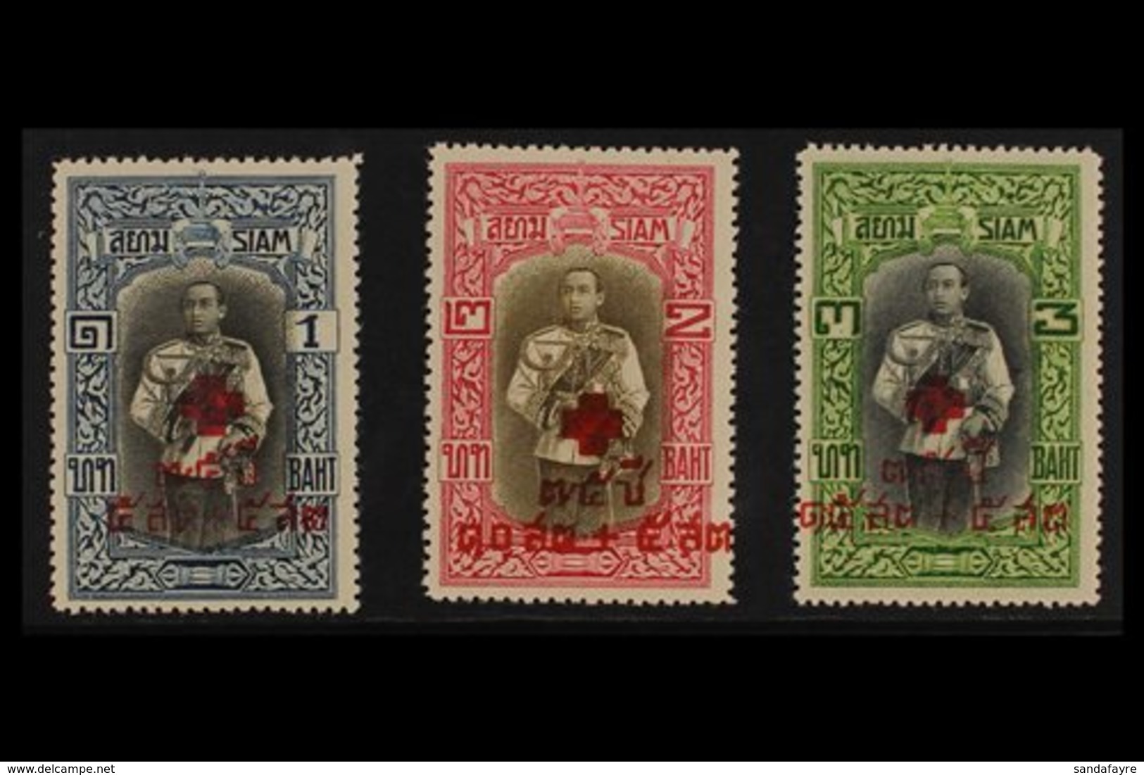 1939 Red Cross Complete Set Surcharged In Red, SG 277/279, Very Fine Mint, Only Extremely Lightly Hinged. (3 Stamps) For - Thailand