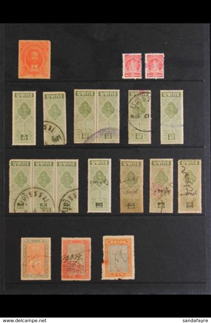 REVENUE STAMPS 1883 To 1950's Mostly Used Collection. With General Revenue 1883 1 Sik Vermilion Mint, Plus A Range Of La - Thailand