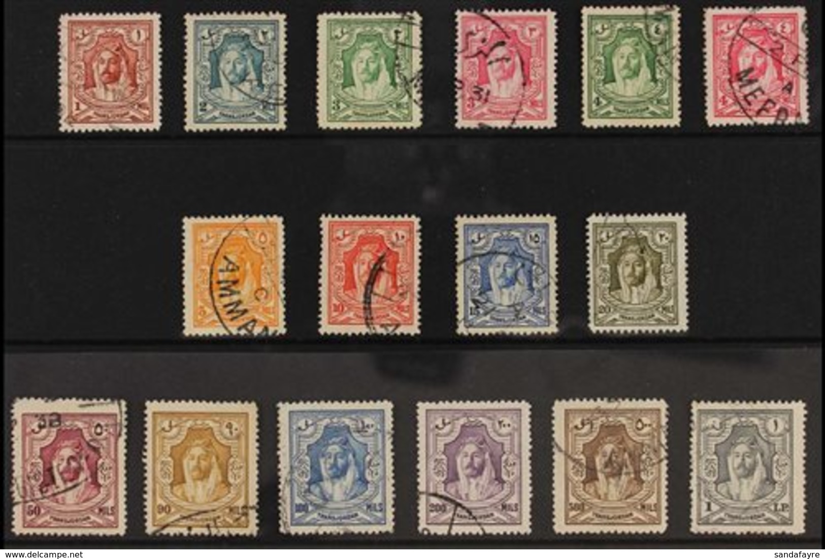 1930-39 Emir Abdullah Perf 14 Complete Set, SG 194b/207, Fine Used, Very Fresh. (16 Stamps) For More Images, Please Visi - Jordanien