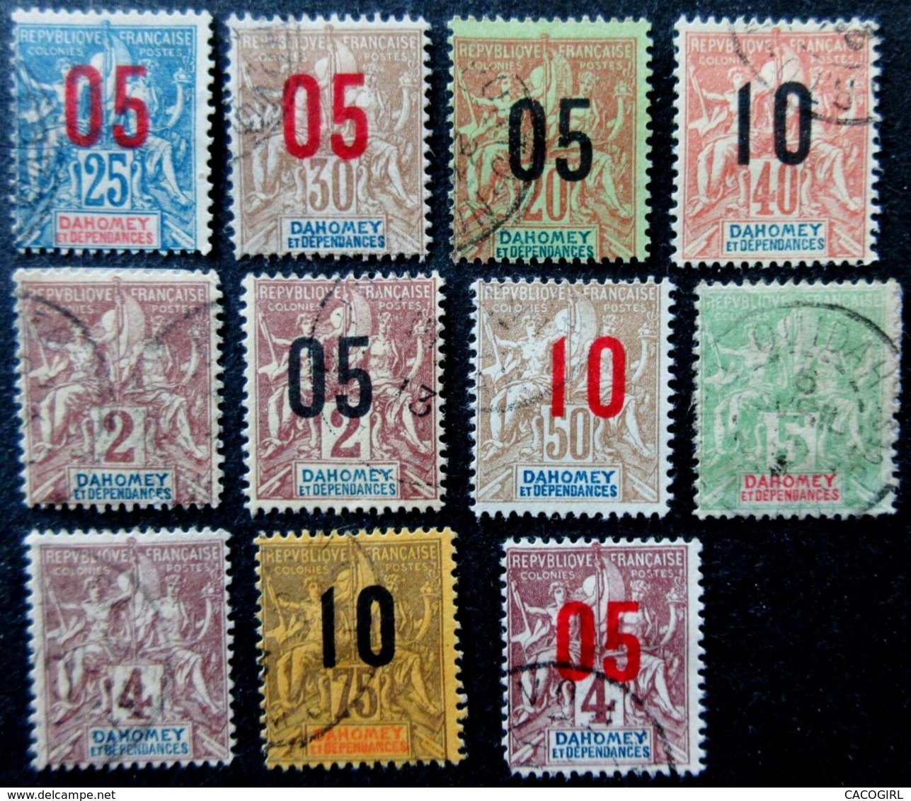 Colonies DAHOMEY Type Groupe / Sage Lot De 11 Timbres Oblitérés Used - Oblitérés