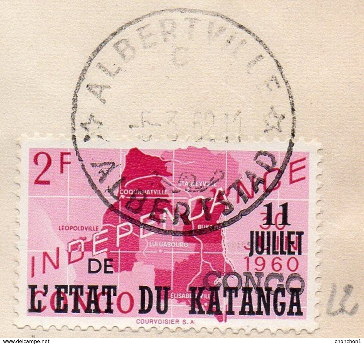 KATANGA - CONGO - ALBERTVILLE  - 2F Surch Type 2 - Obl Albertville C  5 Mars 1962  - UN5 - Katanga
