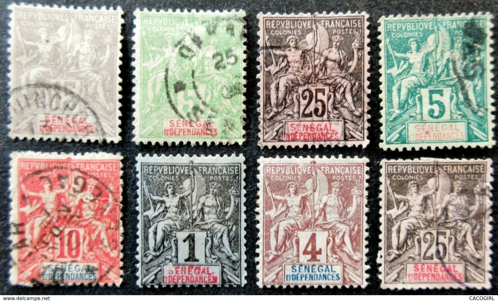 SENEGAL Type Groupe / Sage Lot De 8 Timbres Oblitérés Used 2 Neufs Charnières - Oblitérés