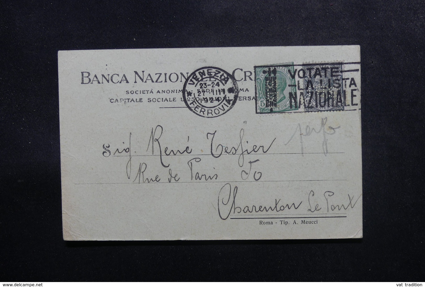 ITALIE - Carte Commerciale De Venezia Pour La France En 1924, Affranchissement Perforés - L 47744 - Marcophilie