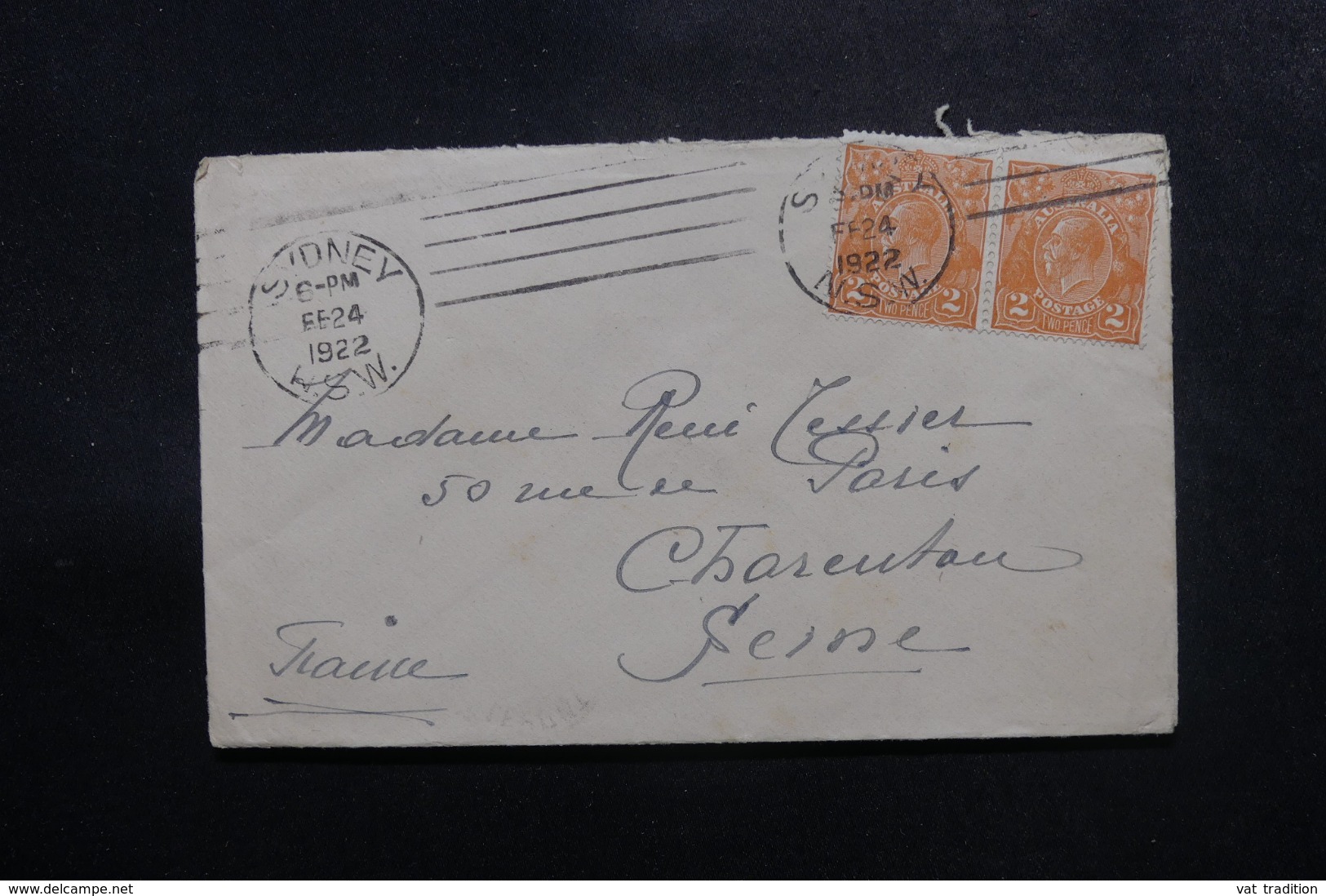 AUSTRALIE - Enveloppe De Sydney Pour La France En 1922, Affranchissement Plaisant - L 47745 - Cartas & Documentos