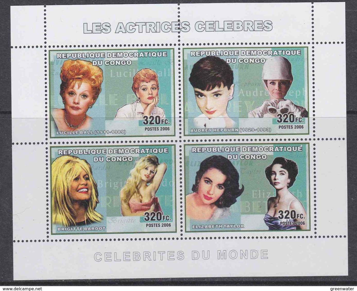 Congo 2006 Actrices Celebres  M/s ** Mnh (45115A) Promotion - Ongebruikt