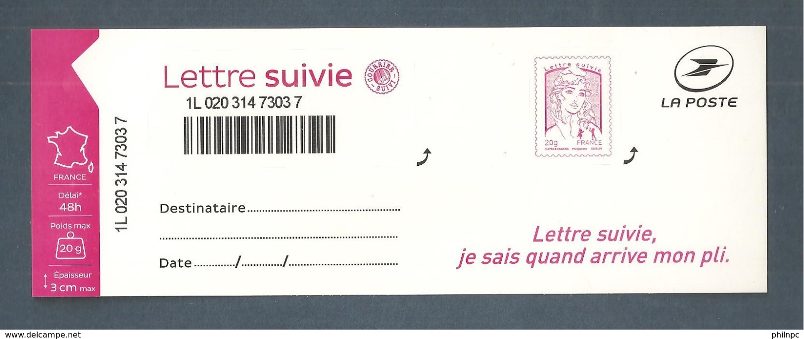 France, Autoadhésif, Adhésif, 1515A, LS 5, Neuf **, TTB, Marianne De Ciappa Et Kawena, Lettre Suivie 20g, Rose Carminé - Sonstige & Ohne Zuordnung