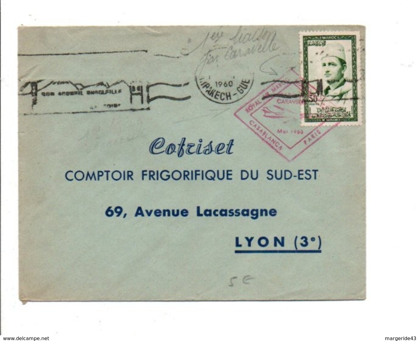 MAROC 1 ERE LIAISON PAR CARAVELLE POUR LA FRANCE 1960 - Morocco (1956-...)