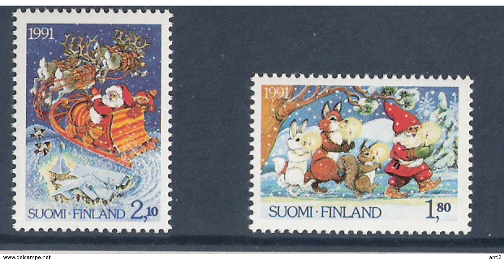 Finland 1991 Christmas, Santa Claus Mi 1159-1160  MNH(**) - Unused Stamps