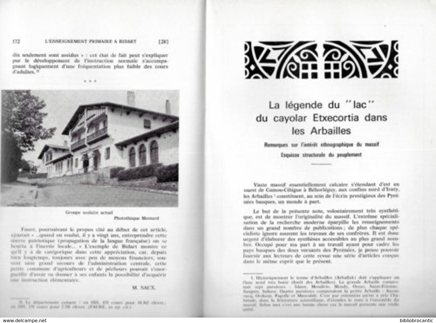 BULLETIN DU MUSEE BASQUE N°50(4°tr/1970) ECOLE BIDART/LAC DE CAYOLAR /Sommaire Sur Scan - Pays Basque