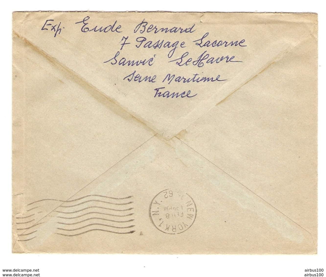 LETTRE 3 FÉVRIER 1962 VOYAGE INAUGURAL PAQUEBOT FRANCE LE HAVRE NEW YORK - Y & T 1325 + 1306 -  CàD NEW YORK 6 FÉV 1962 - 1961-....