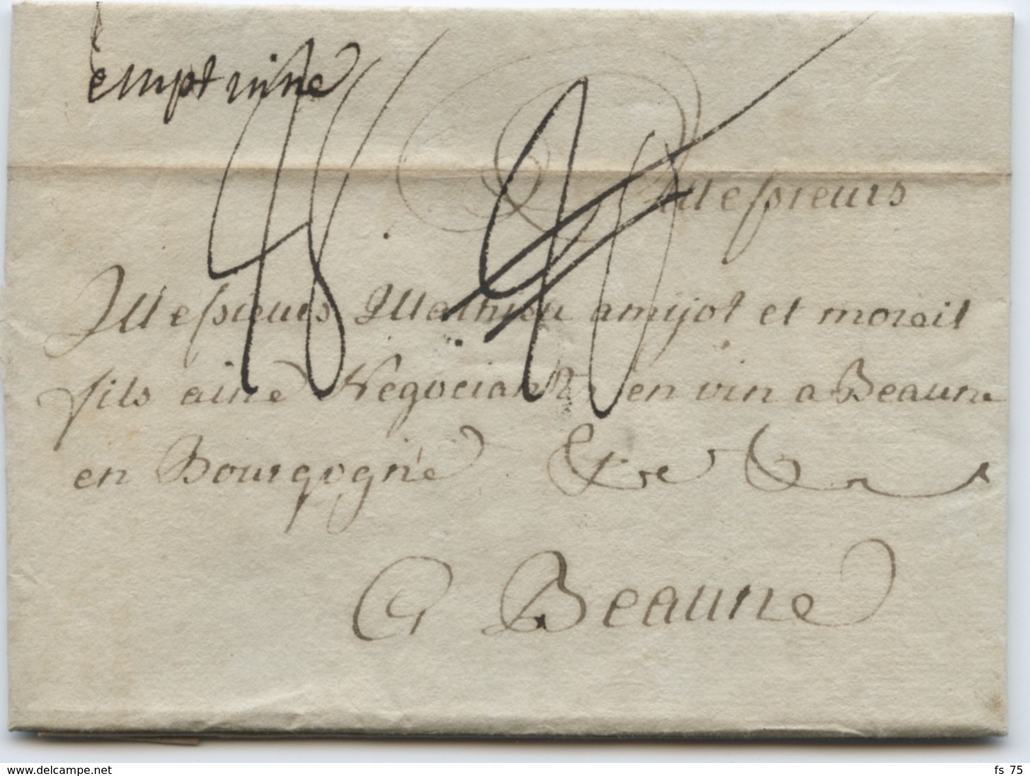 BELGIQUE - EMPTINNE MANUSCRIT SUR LETTRE AVEC TEXTE DE HAVELANGE POUR LA FRANCE, 1786 - 1714-1794 (Pays-Bas Autrichiens)
