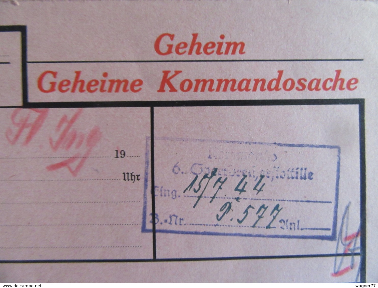 Geheime Kommandosache Kriegsmarine Telegramm 1944 - Briefe U. Dokumente