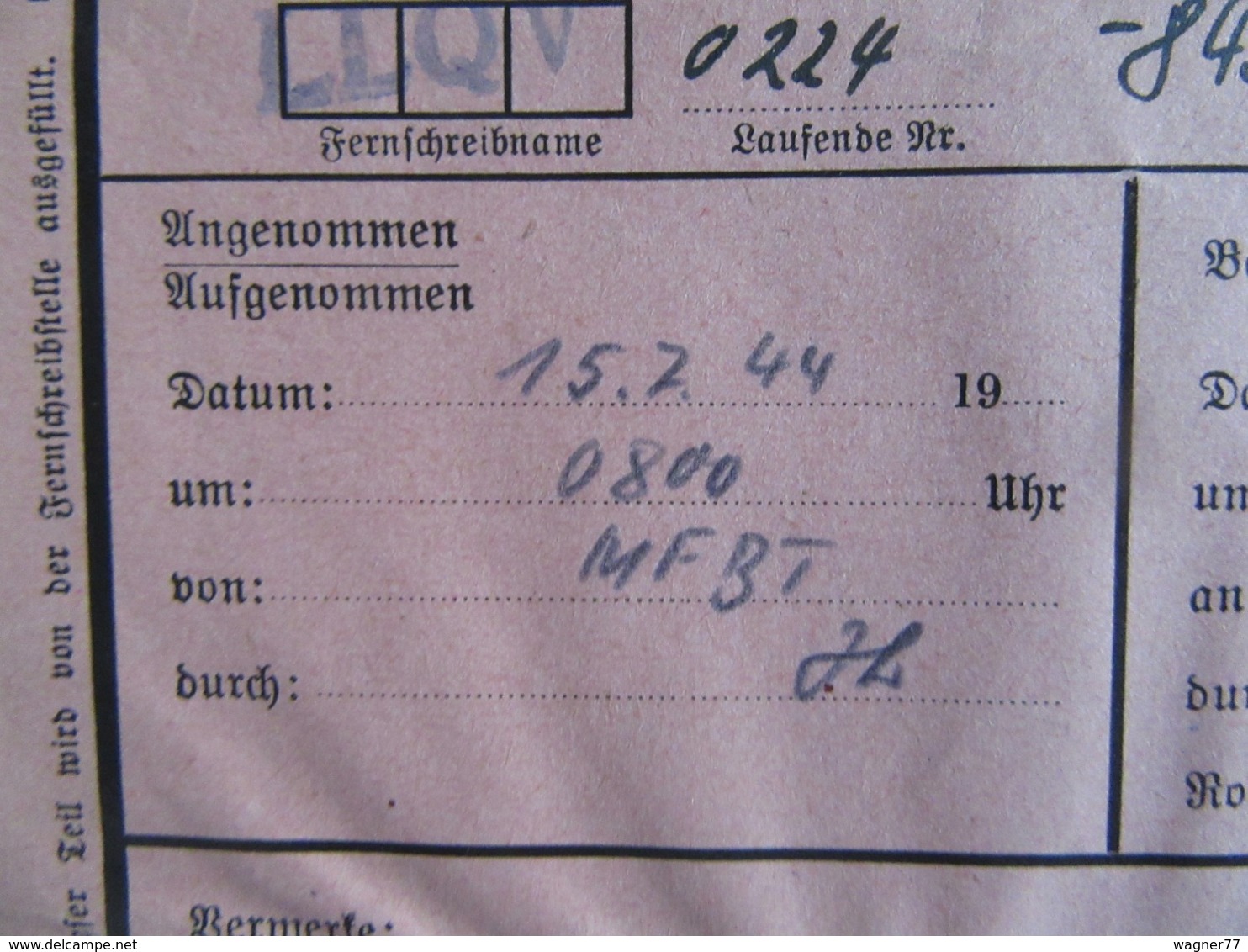 Geheime Kommandosache Kriegsmarine Telegramm 1944 - Briefe U. Dokumente