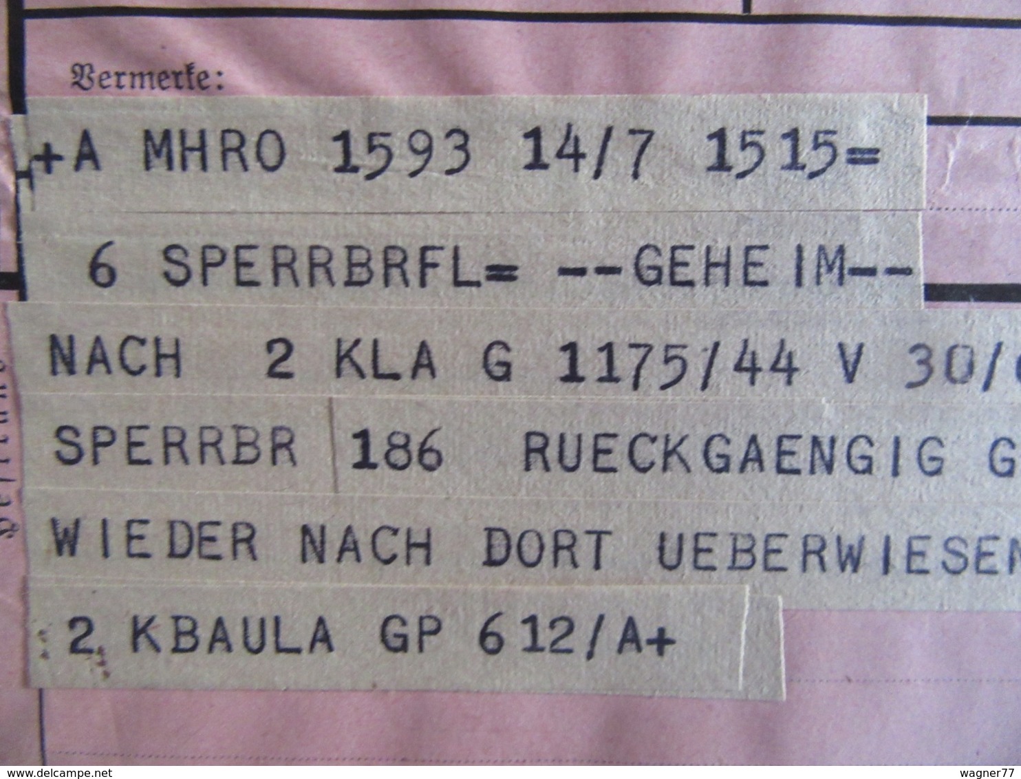 Geheime Kommandosache Kriegsmarine Telegramm 1944 - Briefe U. Dokumente