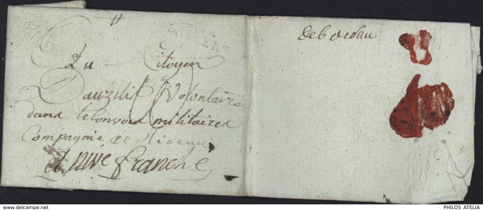 1795 DEBOURSE Manuscrit Deb De Pau Pyr Atlantique Lettre Po Militaire Datée De Peyronnet Recto Marque à Sec 44 LAUSERTE - 1701-1800: Precursors XVIII