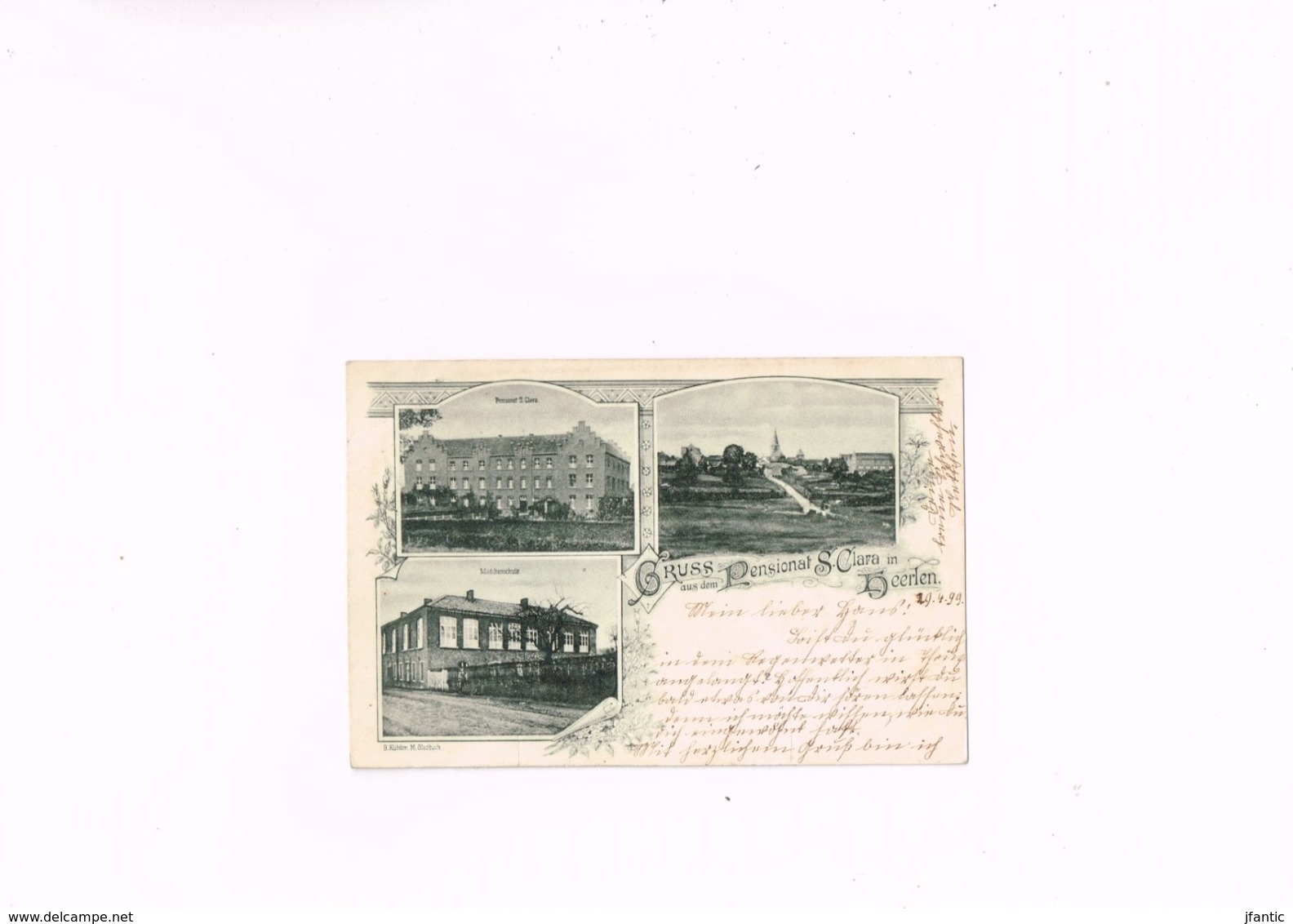 Gruss Aus Dem Pensionnat S.Clara In Heerlen B.Kühler Gladbach, Carte Postale Ancienne 1899. - Heerlen