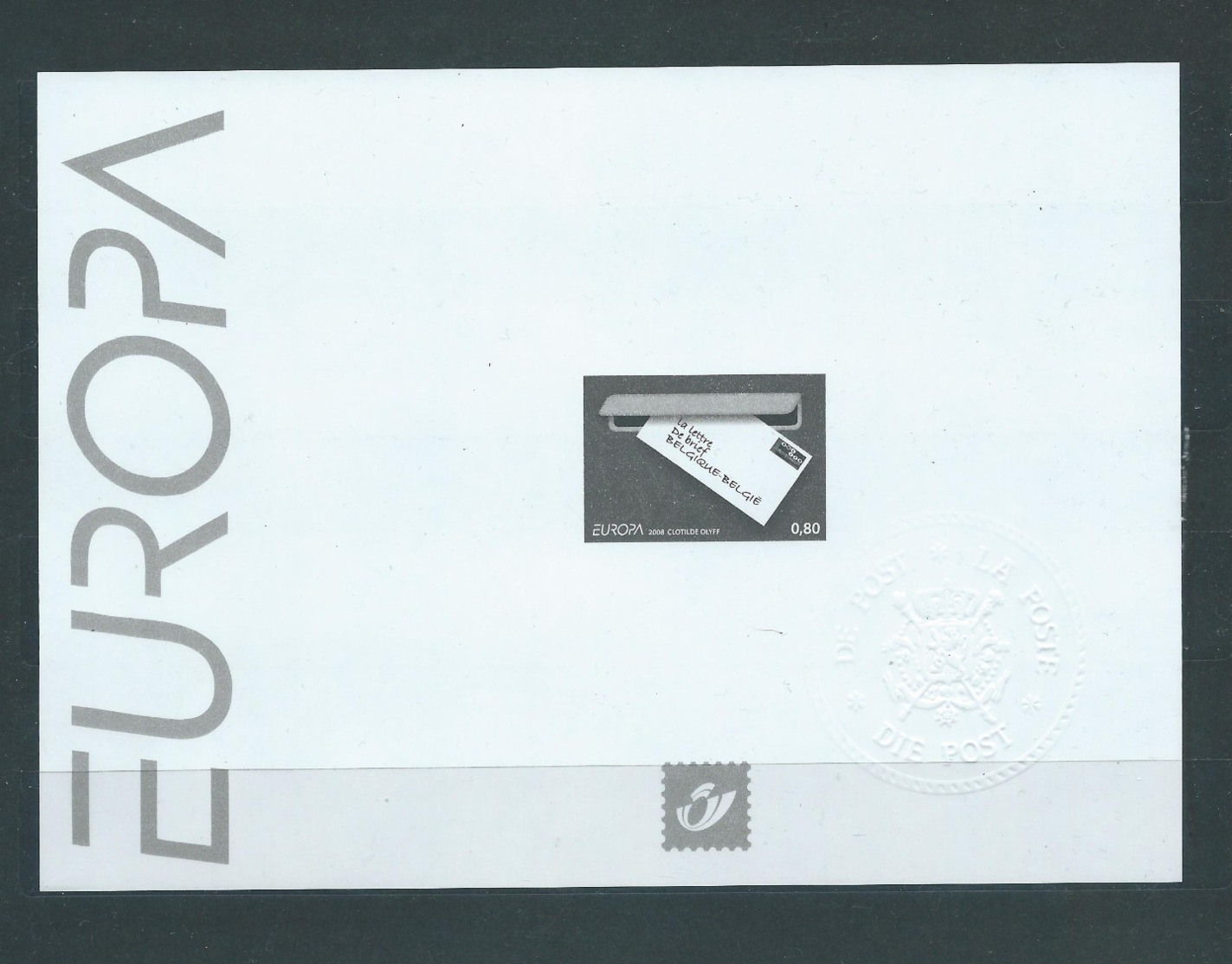 Belgique Feuillet N/B Europa 2008 Neuf - B&W Sheetlets, Courtesu Of The Post  [ZN & GC]