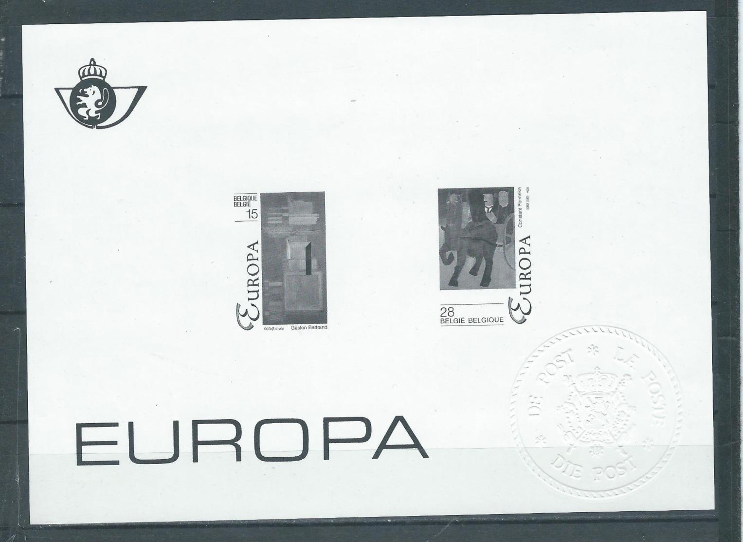 Belgique Feuillet N/B Europa 1993 Neuf - Foglietti B/N [ZN & GC]