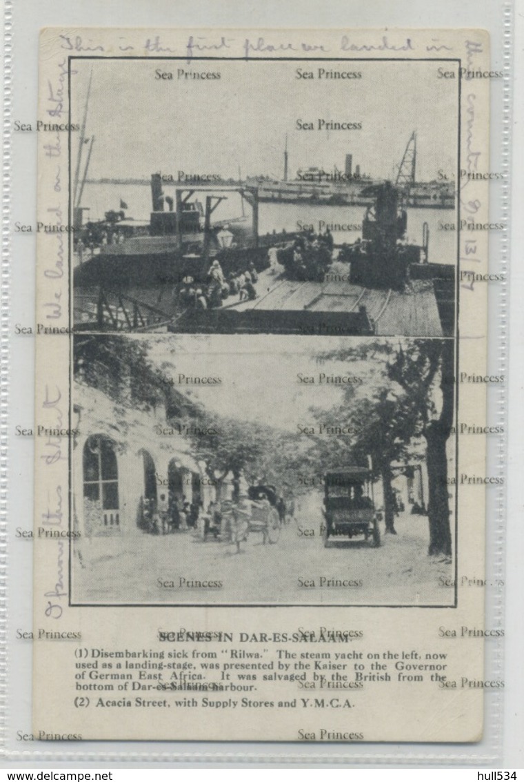 Tanganyika Postcard Dar Es Salaam British Indis Steamship BISNC Rilwa Hospital Ship Acacia Street 1917-18 - Tanzania