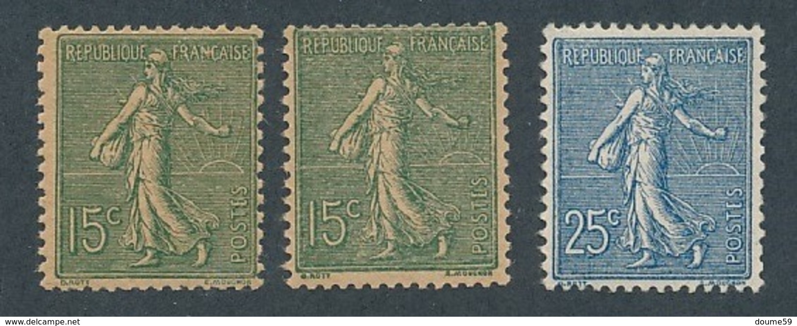 DD-262: FRANCE: Lot Avec N°130**(2)-132* (* Infime) - 1903-60 Semeuse A Righe