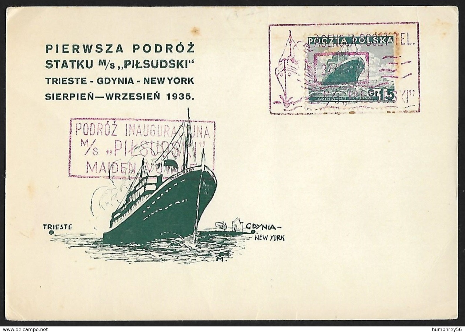 1935 - POLSKA - Card + Michel 303 - Y&T 381 [Pilsudski] + PILSUDSKI - Lettres & Documents