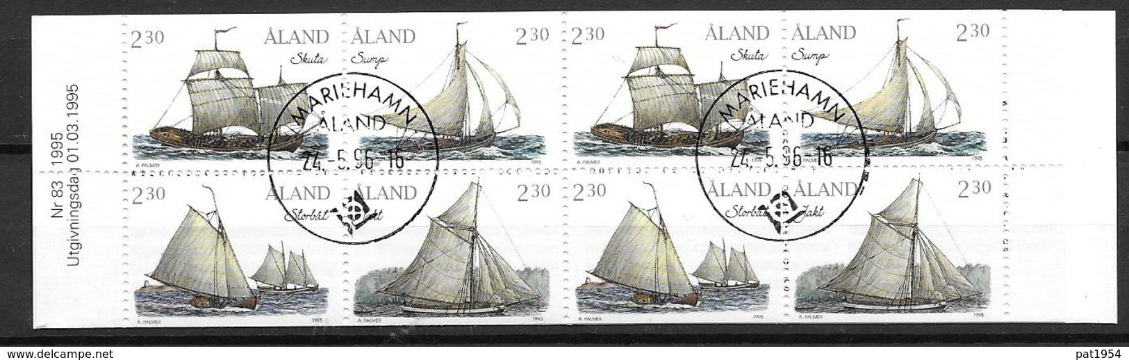 Aland 1995 Carnet N° C95 Oblitéré Bateaux, Voiliers - Ålandinseln