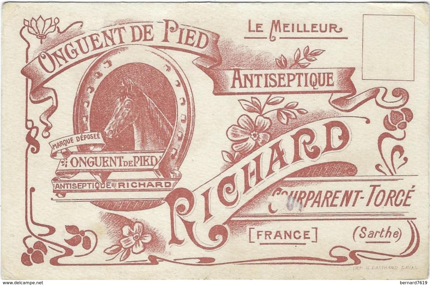 72  Courparent-torce   Ou Torce   Onguent De Pied Antiseptique Richard   Carte Publicitaire - Autres & Non Classés