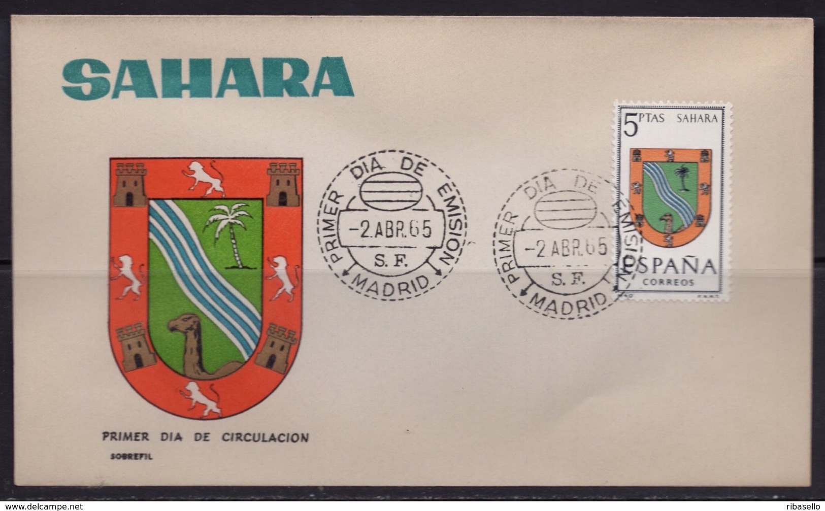 España 1965. Escudo De Sahara. Primer Dia. - FDC