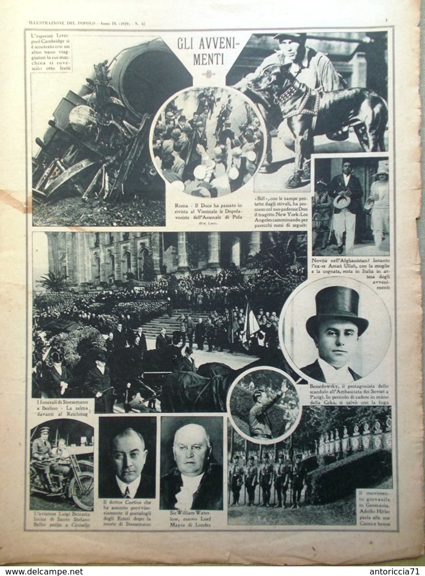 Illustrazione Del Popolo 20 Ottobre 1929 Hitler R101 Verneuil Gween Lee Colombo - Andere & Zonder Classificatie