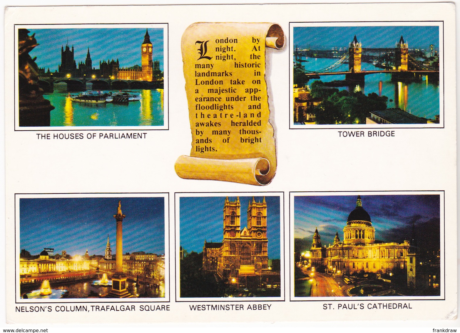 Postcard - London By Night - 5 Views And Scroll - Card No. K83 - VG - Non Classés