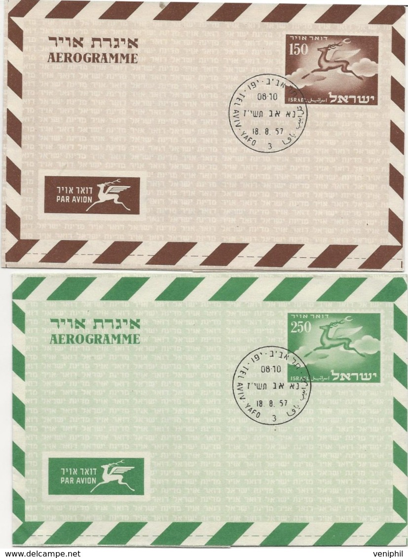 ISRAEL - 2 AEROGRAMMES - ANNEE 1957 - Poste Aérienne