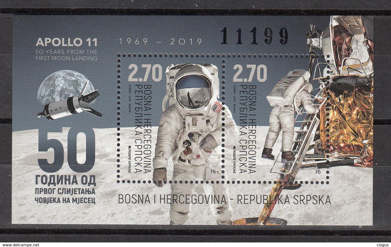 BOSNIA REPUBLIKA SRPSKA 2019 MNH** 797 50 Years From The First Moon Landing - Bosnia And Herzegovina