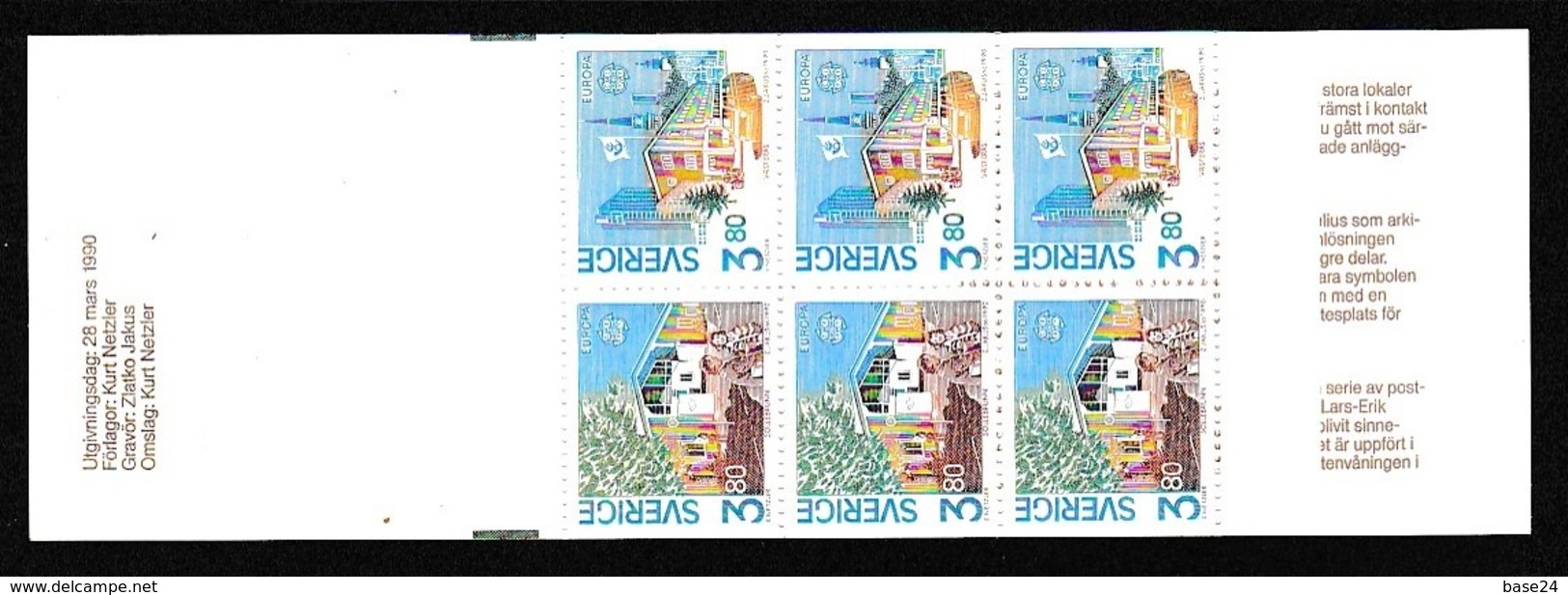 1990 Svezia Sweden EUROPA CEPT EUROPE Libretto MNH** UFFICI POSTALI POST OFFICE  Booklet - 1990