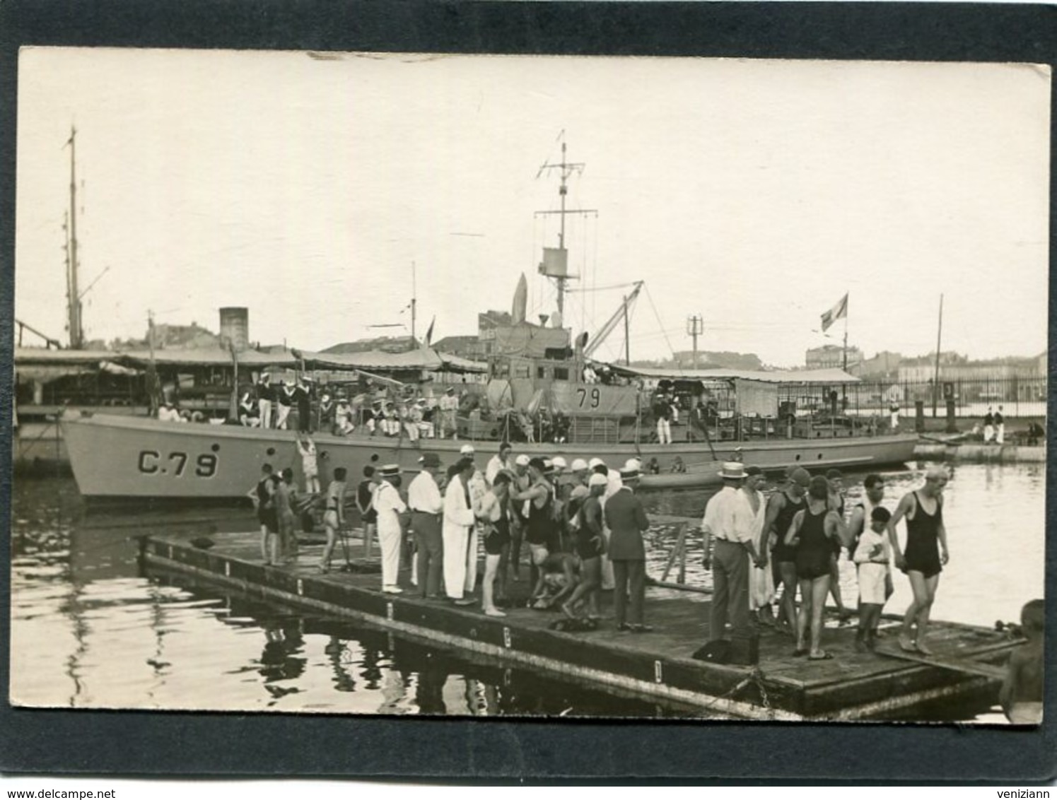 Carte Photo - Marine De Guerre, C 79 - Souvenir Du Championnat De France Maritime De Water-Polo, 07.08.1927, Très Animé - Guerra