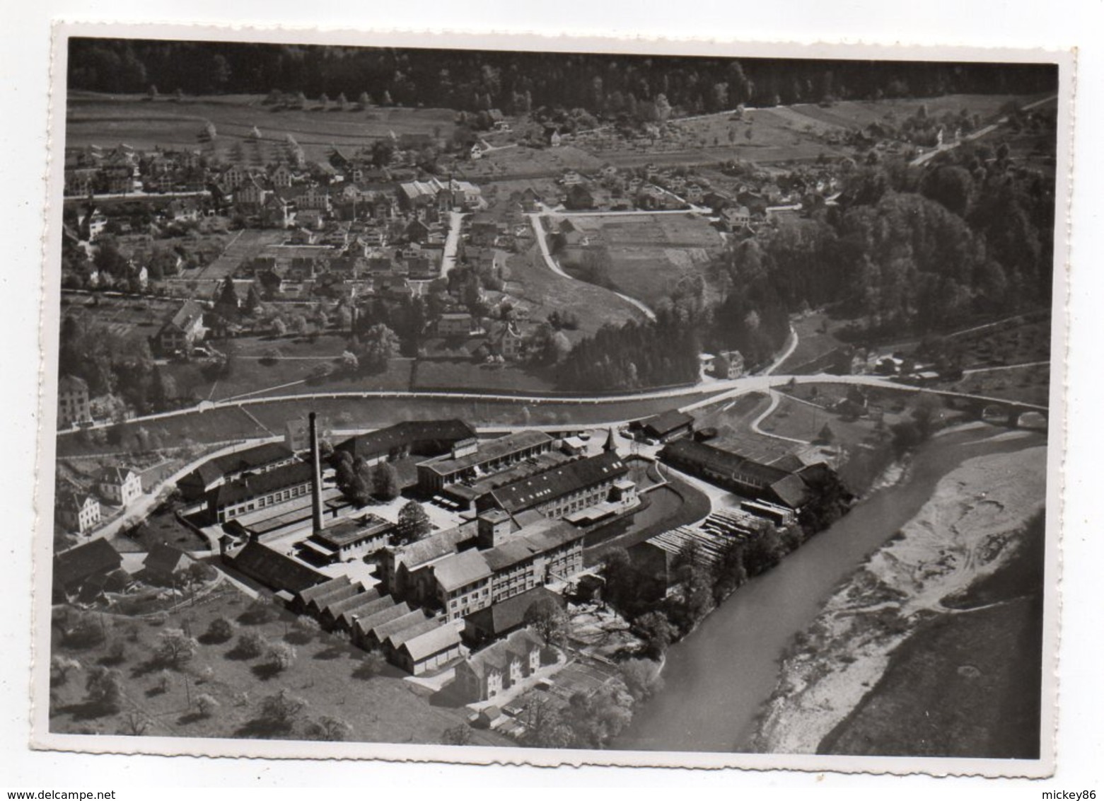 Suisse -TG-BISCHOFSZELL-1960-Vue Aérienne De La Fabrique V.LAAGER (carton Et Papier) Signée V. Laager-carte Publicitaire - Bischofszell
